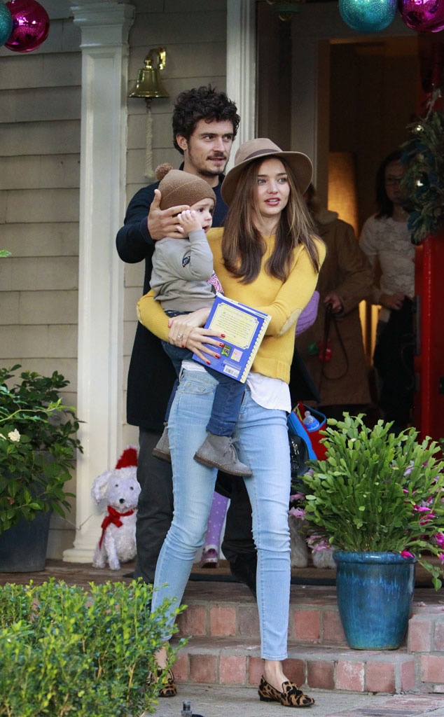 Orlando Bloom, Miranda Kerr & Baby Flynn Spotted Leaving Holiday Bash